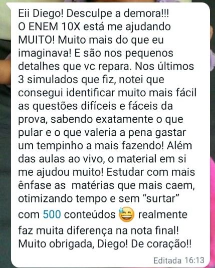 Depoimento de aluno Enem10x